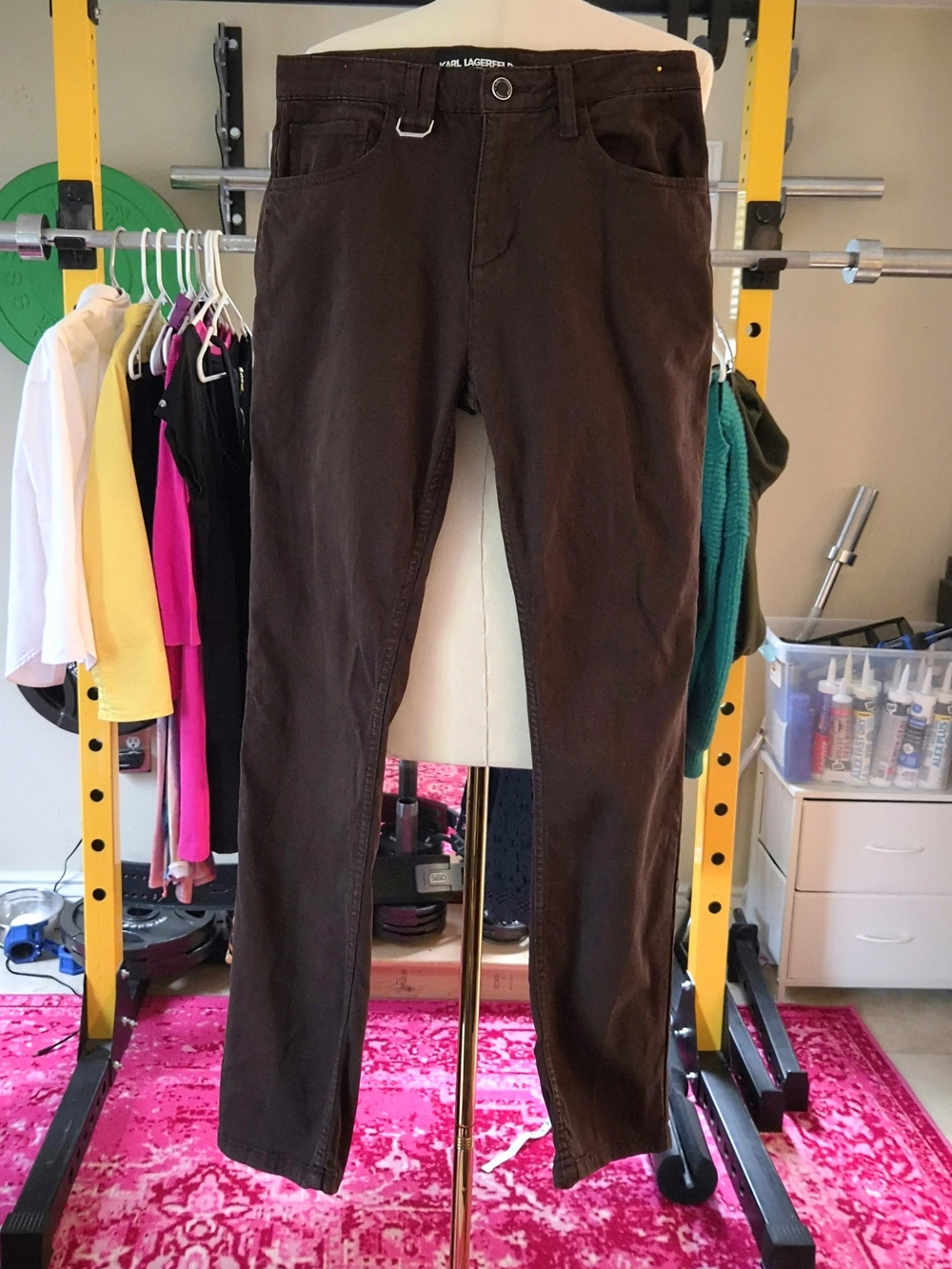 Karl Lagerfeld Men’s Straight Jeans in Dark Brown